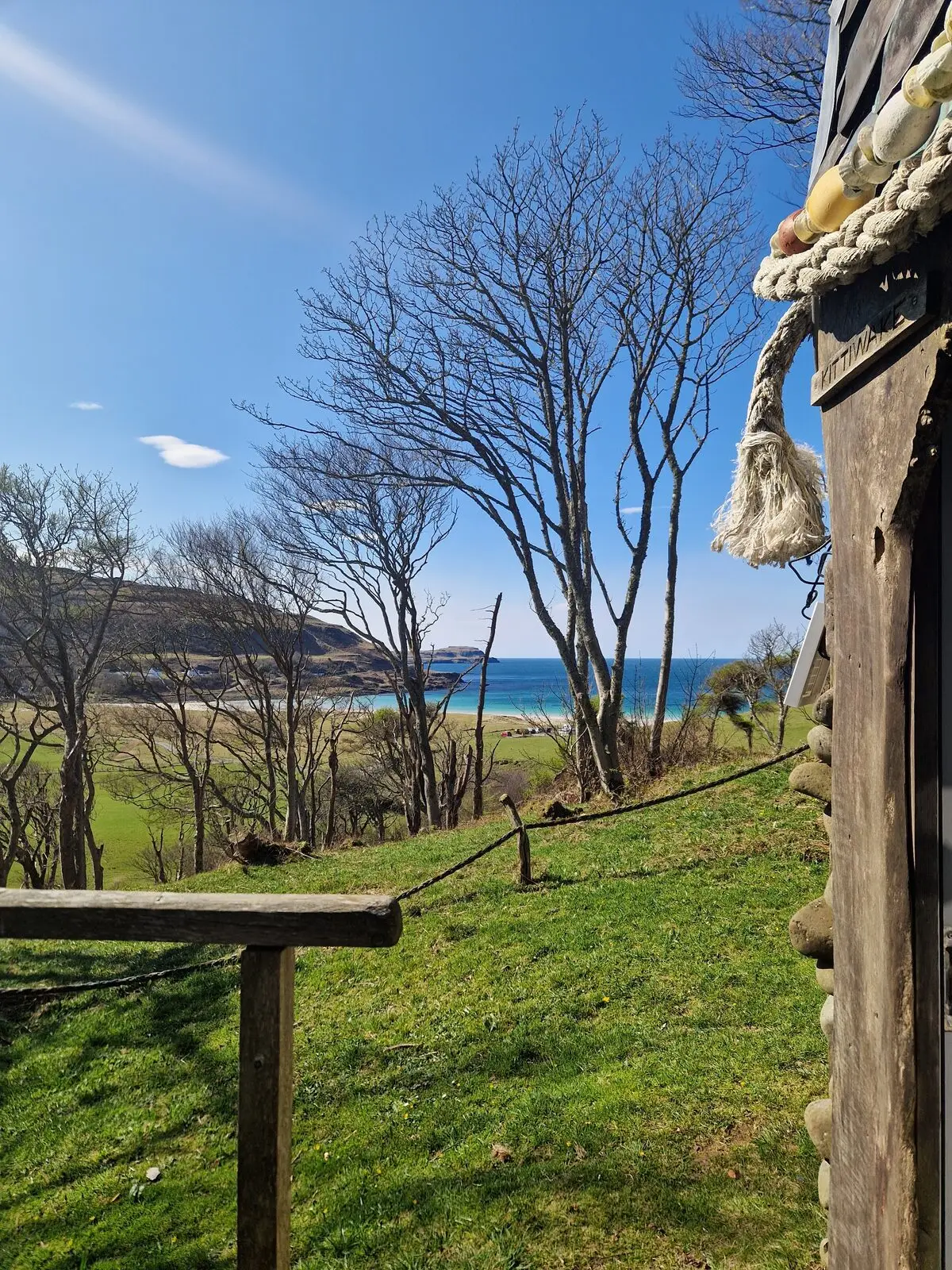 View across to the bay and the sea beyond